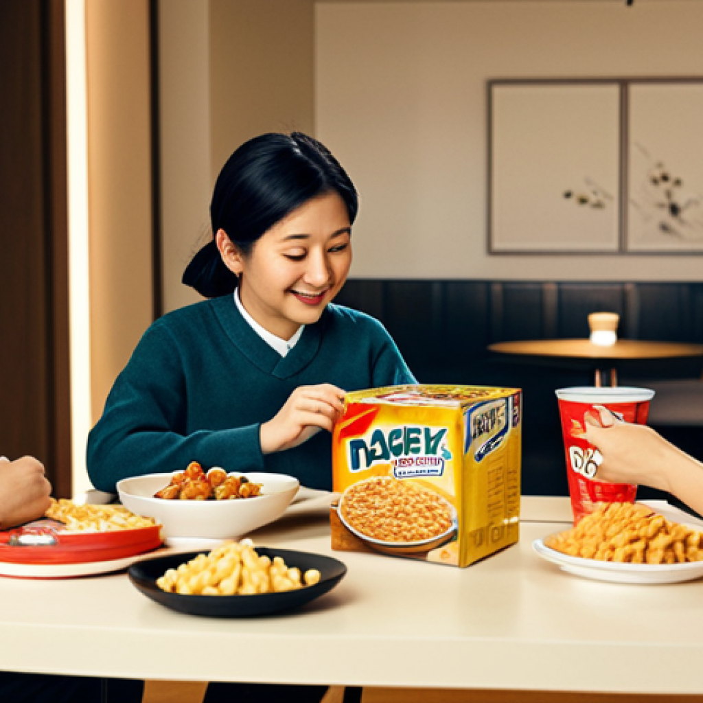 Storytelling in Advertising**

A heartwarming scene depicting a family gathered around a table, enjoying snacks. Soft, nostalgic lighting. Focus on conveying a sense of connection and shared moments. In the background, subtle branding elements of a popular snack food. Japanese family vibe, warm colors, gentle focus, "safe for work", "appropriate content", "fully clothed", "family-friendly". perfect anatomy, natural proportions, high quality.

**