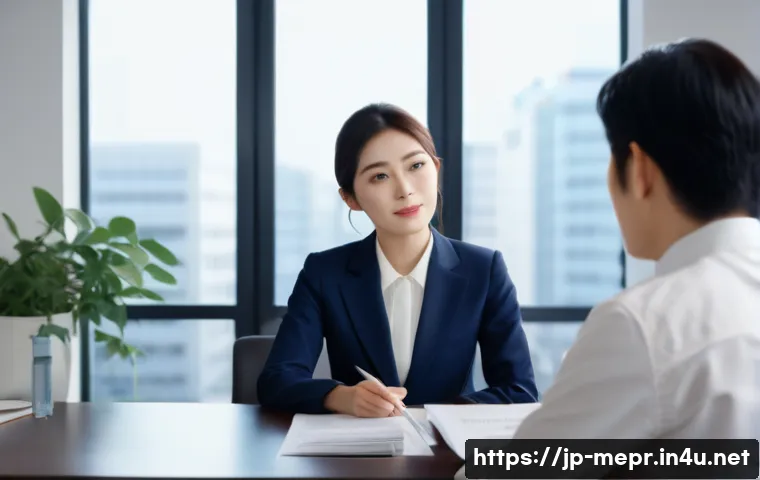 언론사와 관계 구축 - A modern Japanese office scene showing a professional woman in business attire (wearing a modest sui...